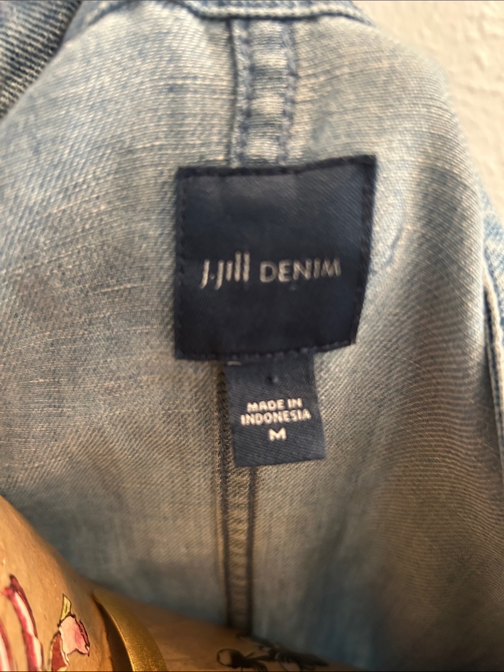J. Jill Light Blue Denim Longline Jacket with Brass Buttons - Picture 2 of 3
